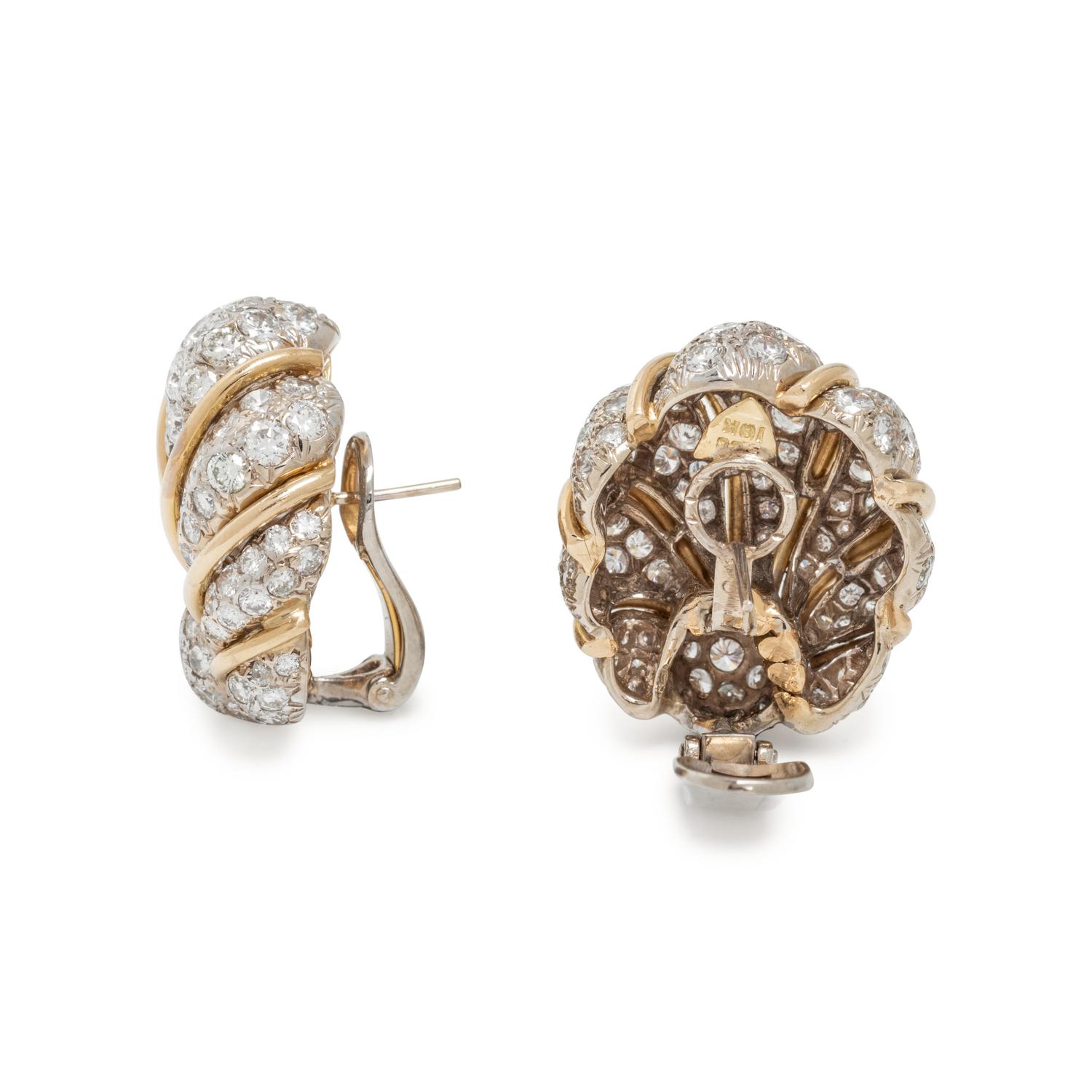 YELLOW GOLD AND DIAMOND EARCLIPS