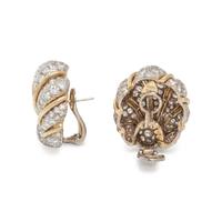 YELLOW GOLD AND DIAMOND EARCLIPS