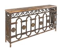 An Italian Wrought-Iron Marble-Top Console Table