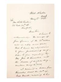 [CIVIL WAR - NAVY]. A group of 9 documents related to Robert Coster and his efforts to confirm the identity of the man who lashed Rear Admiral David G. Farragut to the rigging of the Hartford at the Battle of Mobile Bay.