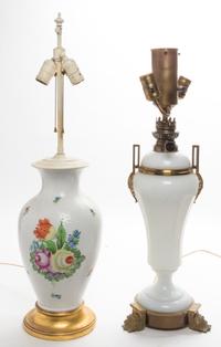 Two Continental Table Lamps Height of tallest 28 1/2 inches. — 19TH/20TH CENTURY