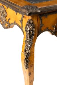 A Louis XV Style Gilt Metal Mounted Burlwood Bureau Plat