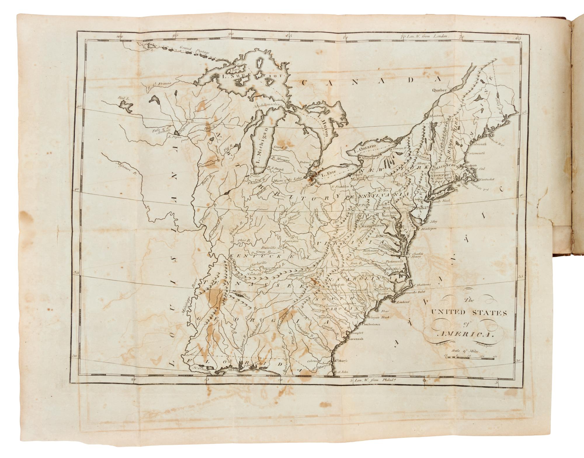 CAREY, Matthew. Carey's American Pocket Atlas. Philadelphia: for Matthew Carey by Lang and Ustick, 1796.