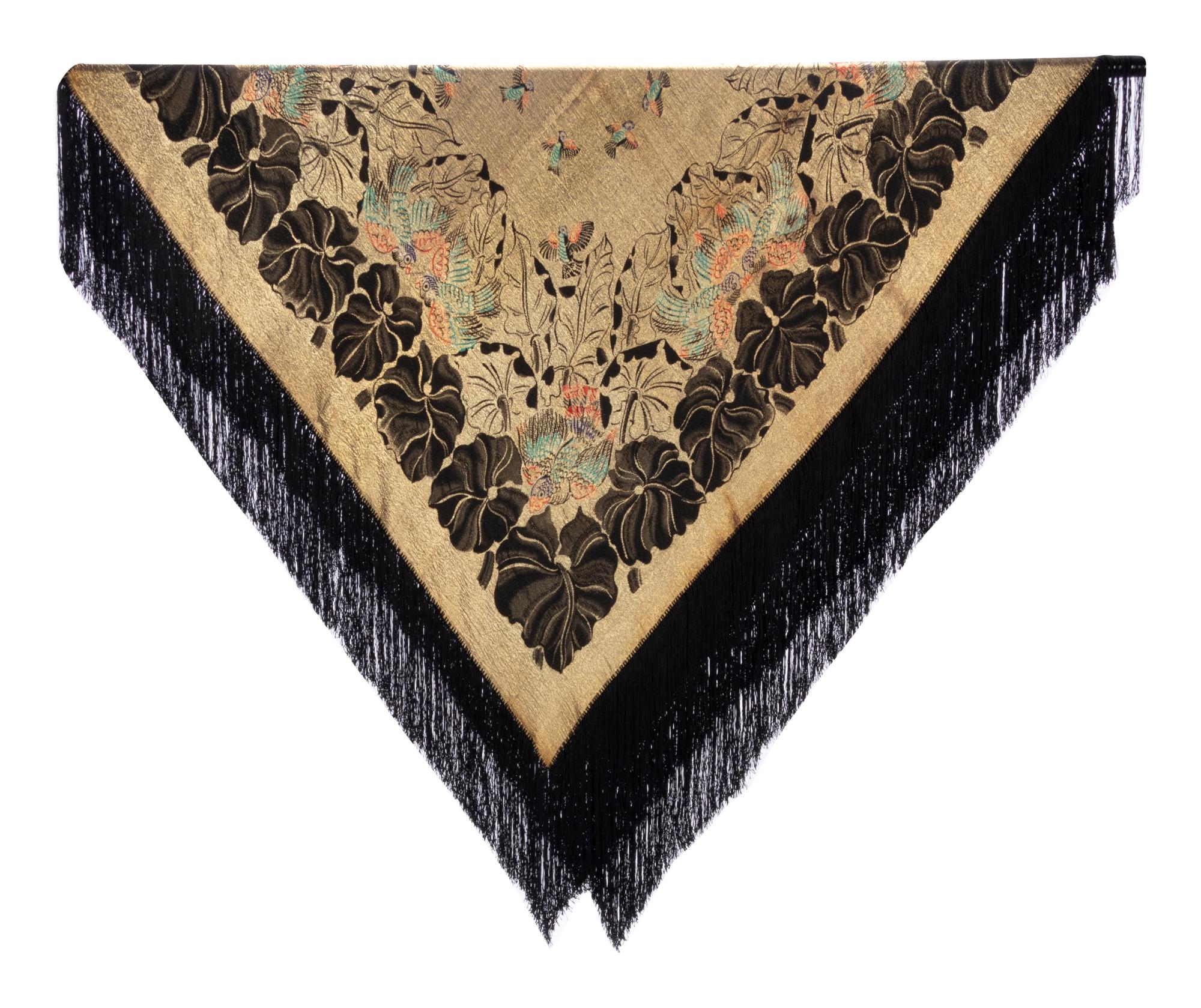 Woven Metallic Thread Shawl, 1910-30s