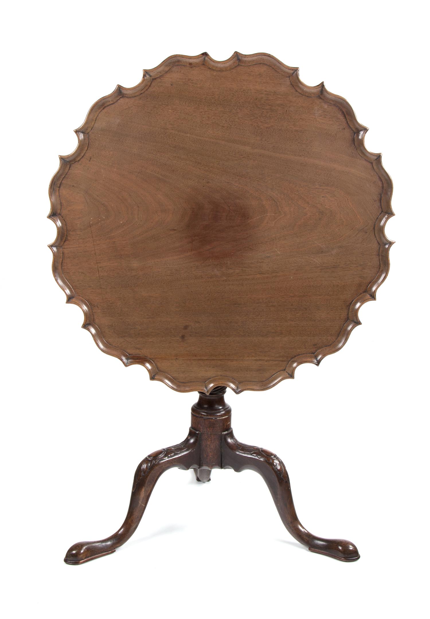 A Chippendale Style Mahogany Tilt Top Table Height 29 1/2 x diameter 29 3/4 inches. — 19TH CENTURY