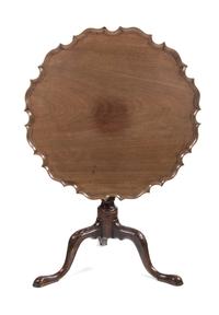A Chippendale Style Mahogany Tilt Top Table Height 29 1/2 x diameter 29 3/4 inches. — 19TH CENTURY