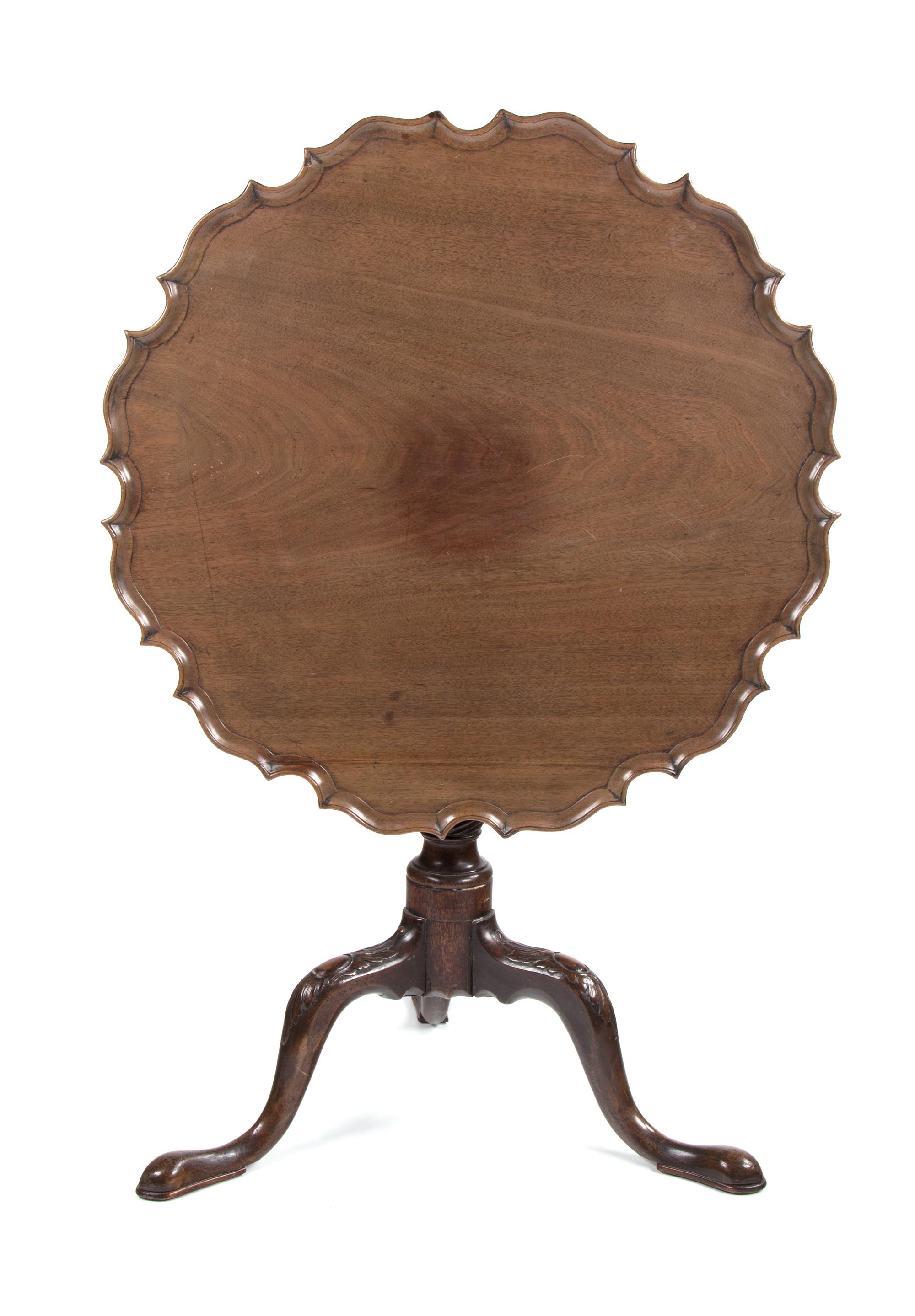 A Chippendale Style Mahogany Tilt Top Table Height 29 1/2 x diameter 29 3/4 inches. — 19TH CENTURY