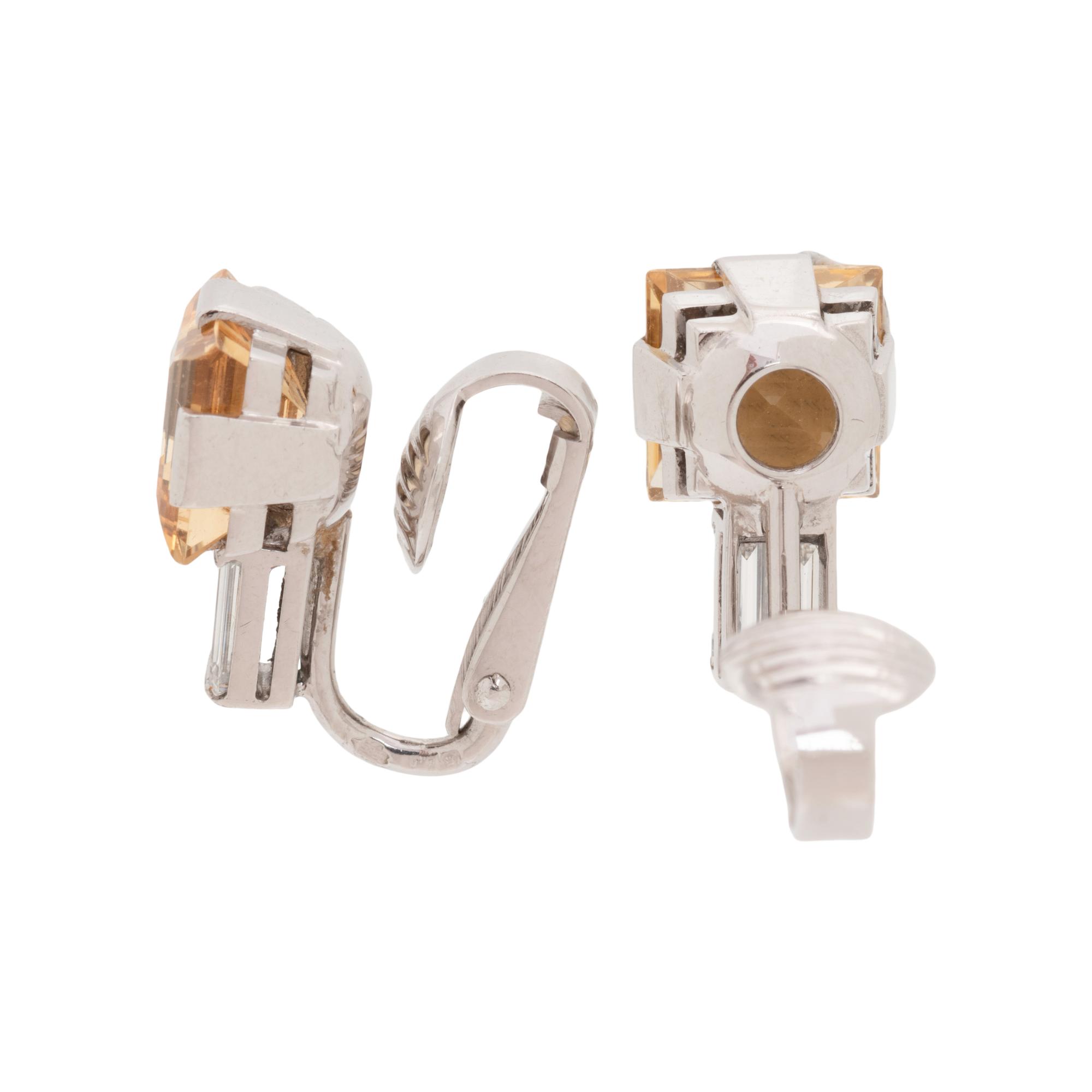 TOPAZ AND DIAMOND EARCLIPS