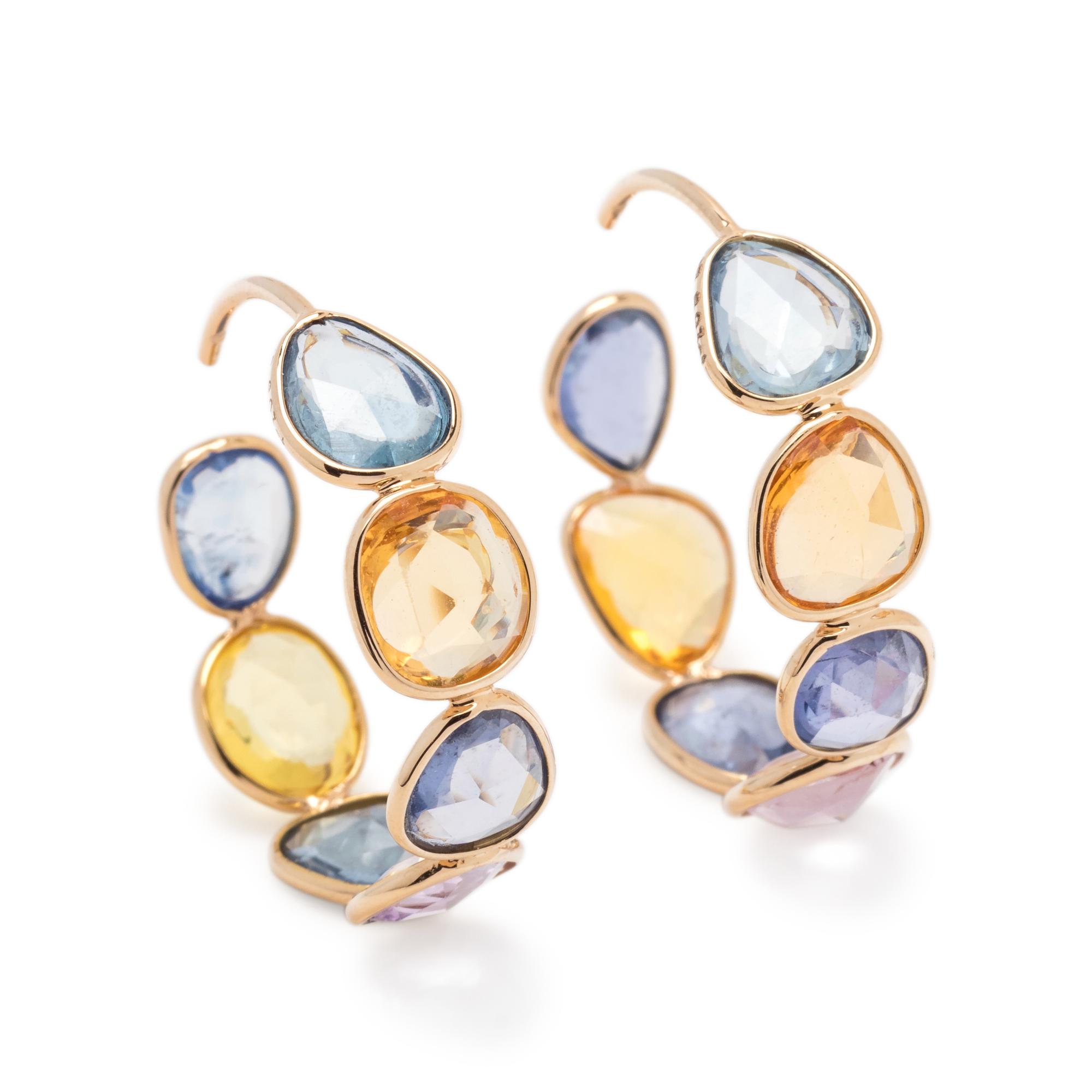 MULTICOLOR SAPPHIRE HOOP EARRINGS