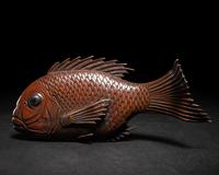 A Small Japanese Copper Alloy Okimono of a Fish