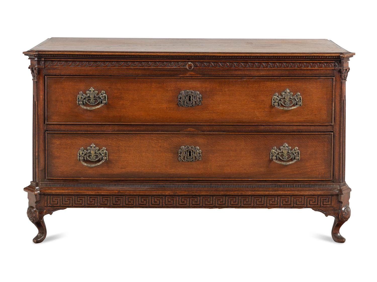 A Dutch Carved Oak Two Drawer Chest