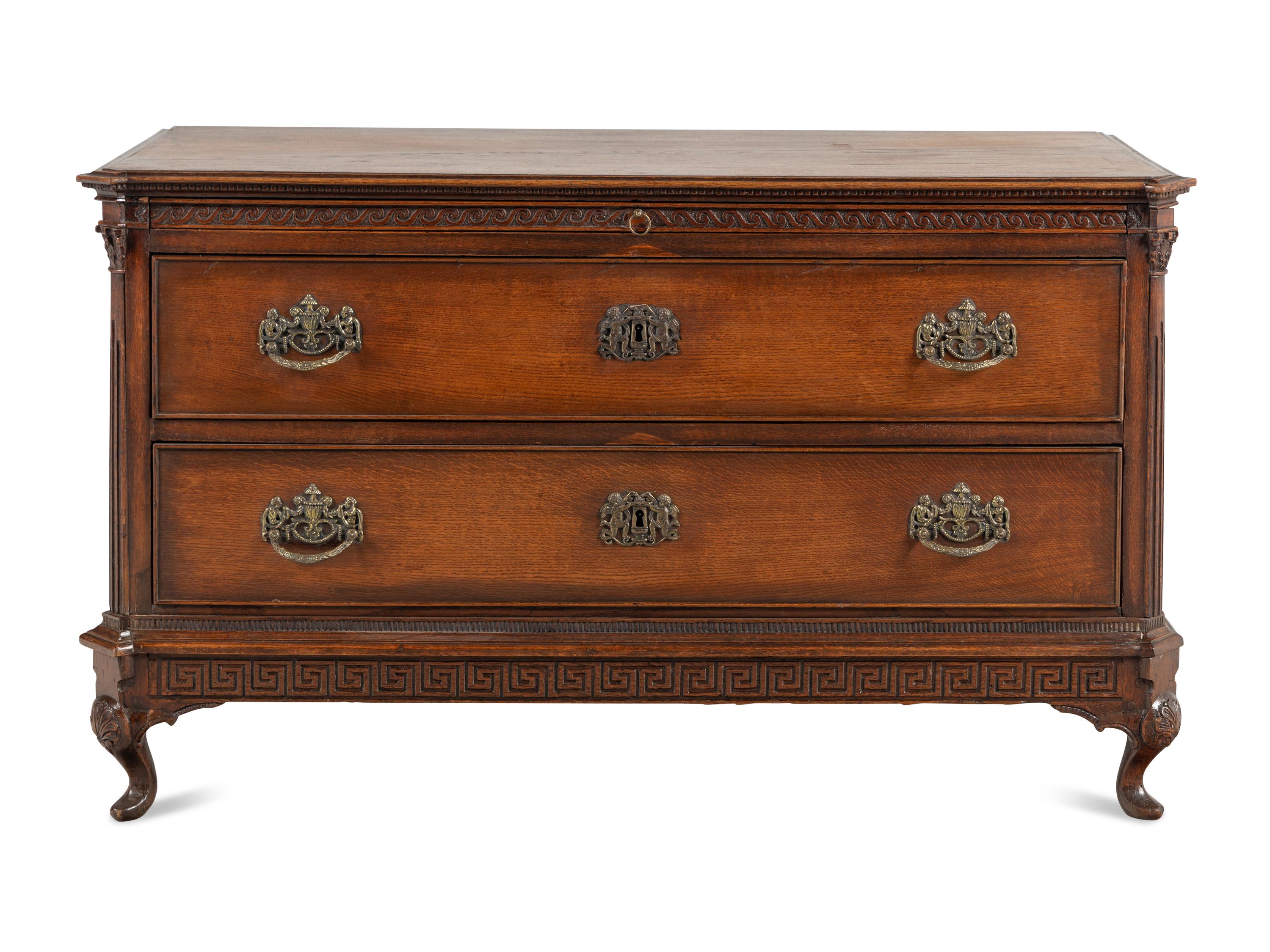 A Dutch Carved Oak Two Drawer Chest