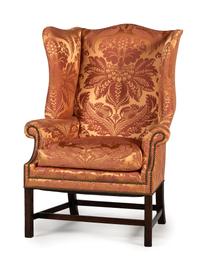 A George III Style Scalamandré-Upholstered Wingback Armchair