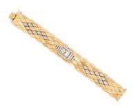 A Bicolor Gold and Diamond Wristwatch, 25.70 dwts.