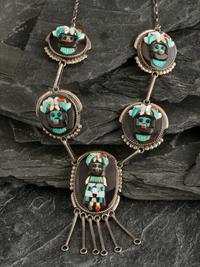 Silver and Mosaic Inlay Shalako Necklace