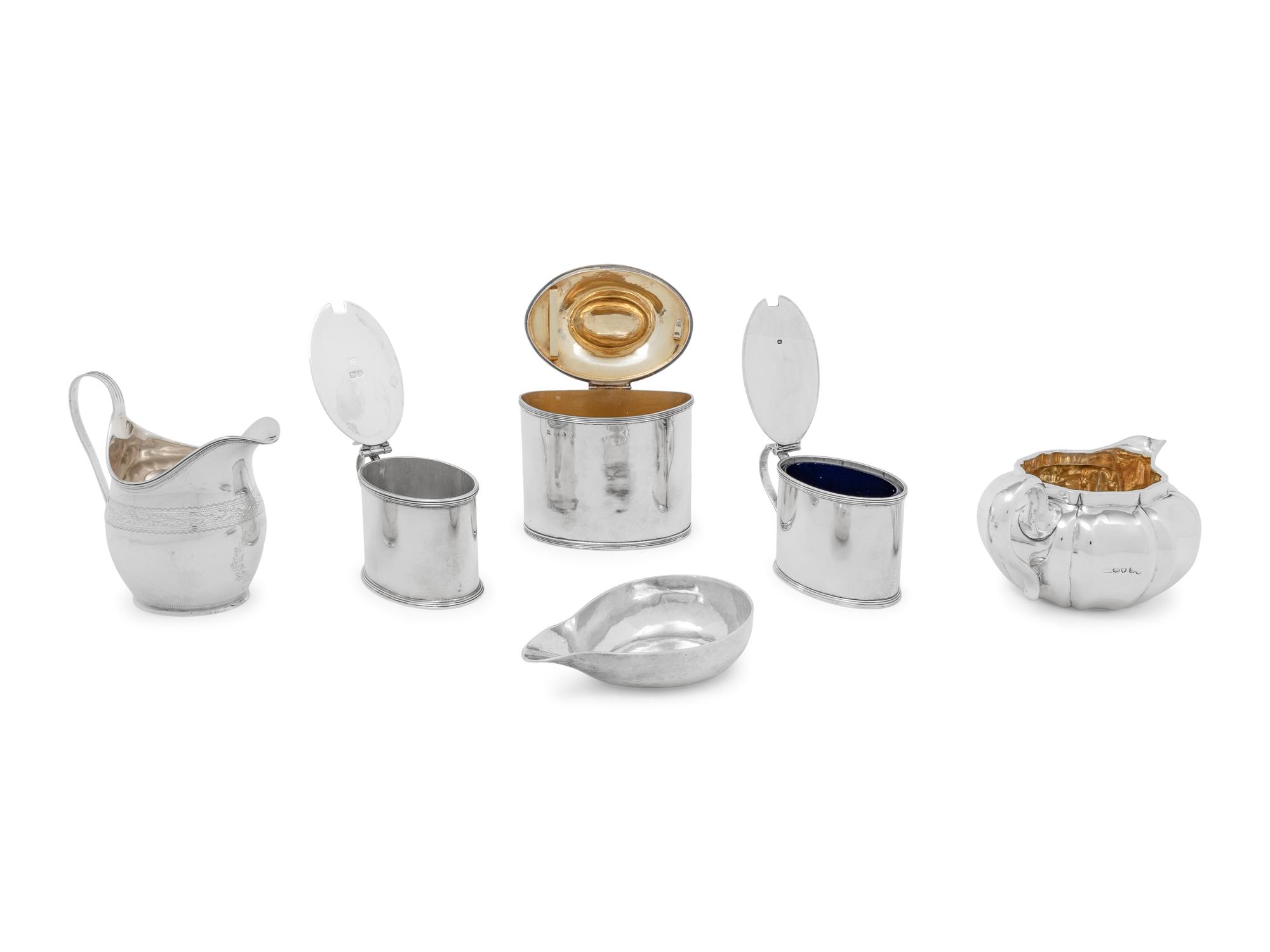 A Group of Six English Silver Table Articles