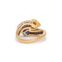 YELLOW SAPPHIRE, SAPPHIRE AND DIAMOND RING