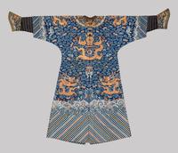 A Blue Ground Embroidered Silk Gauze Summer 'Dragon' Robe, Jifu