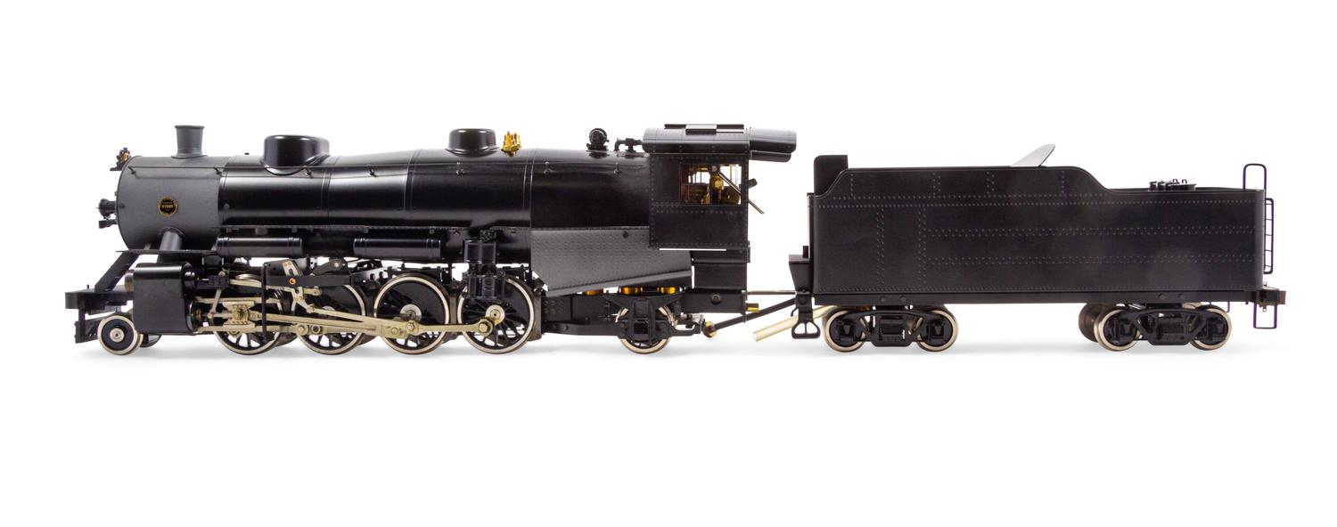 An Aster Hobby Limited Edition Polychrome 1-Gauge Baldwin Locomotive Works 2-8-2 Locomotive and Tender