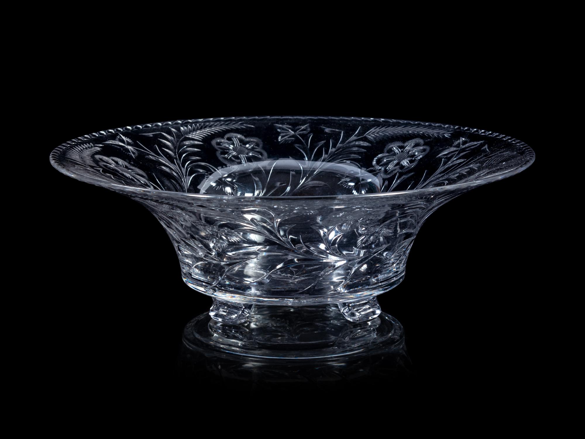 A Cut and Etched Glass Bowl