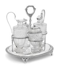 A George III Silver and Cut Glass Cruet Set