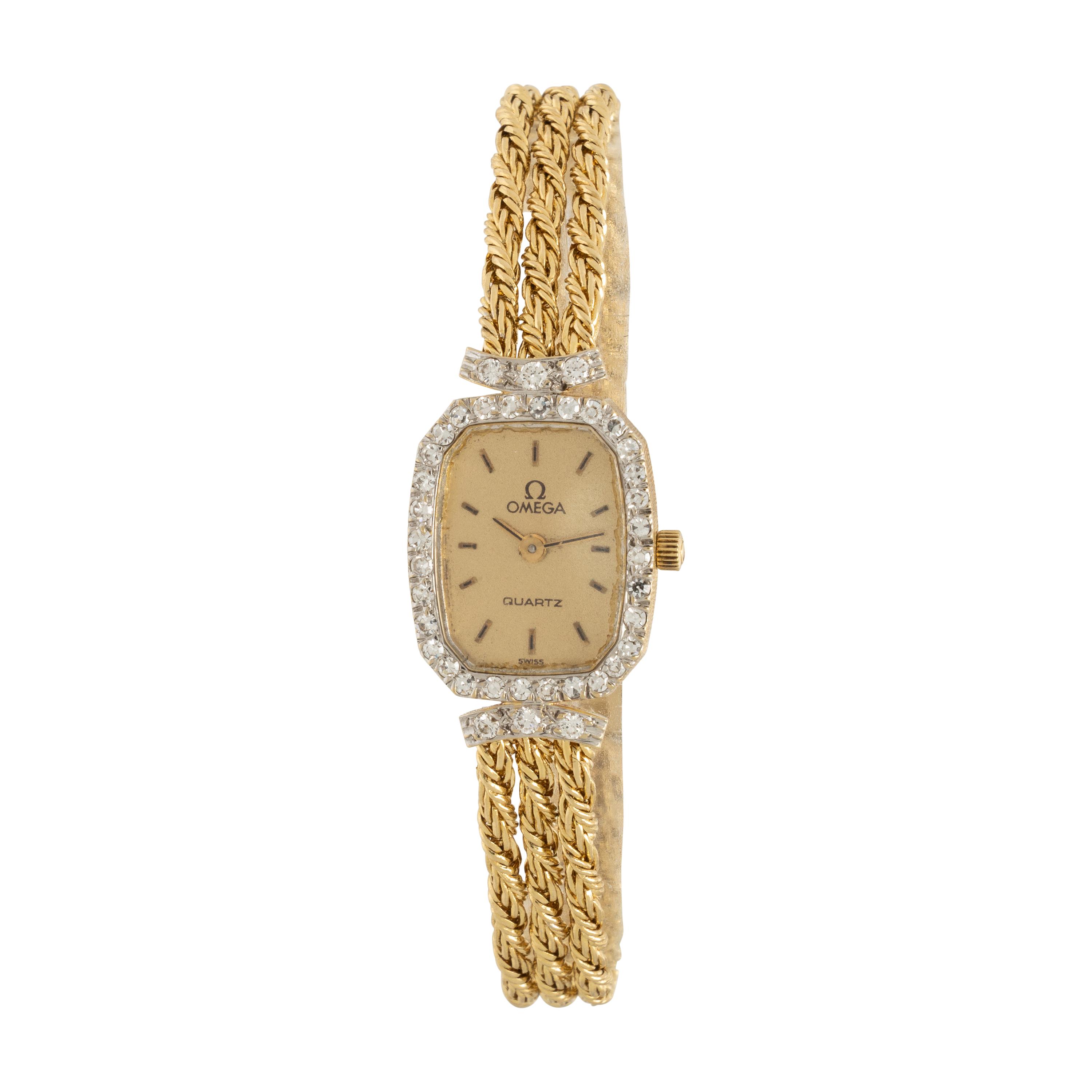 Omega, 14K Yellow Gold and Diamond Watch