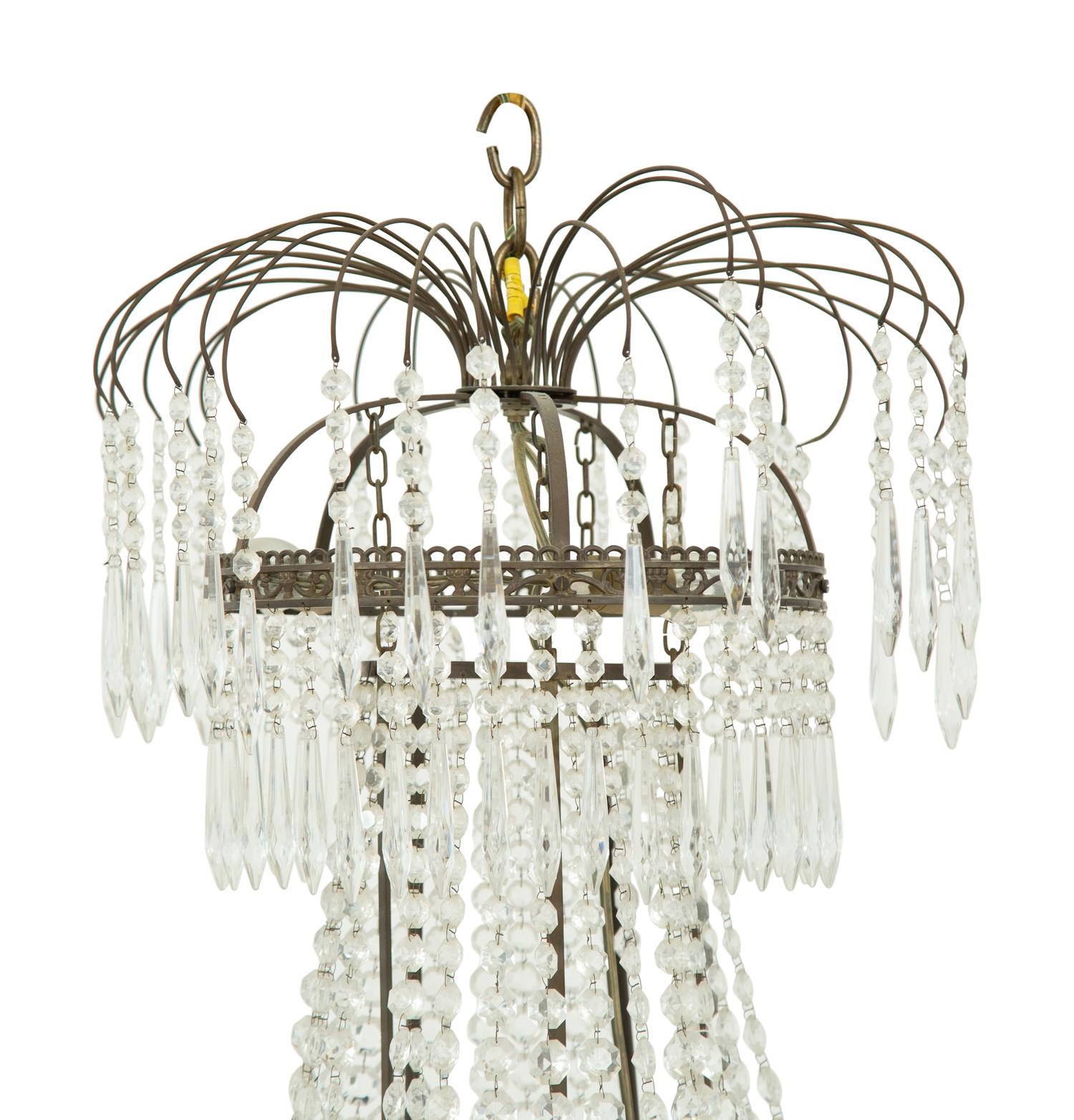 An Empire Style Beaded Glass Ten-Light Chandelier