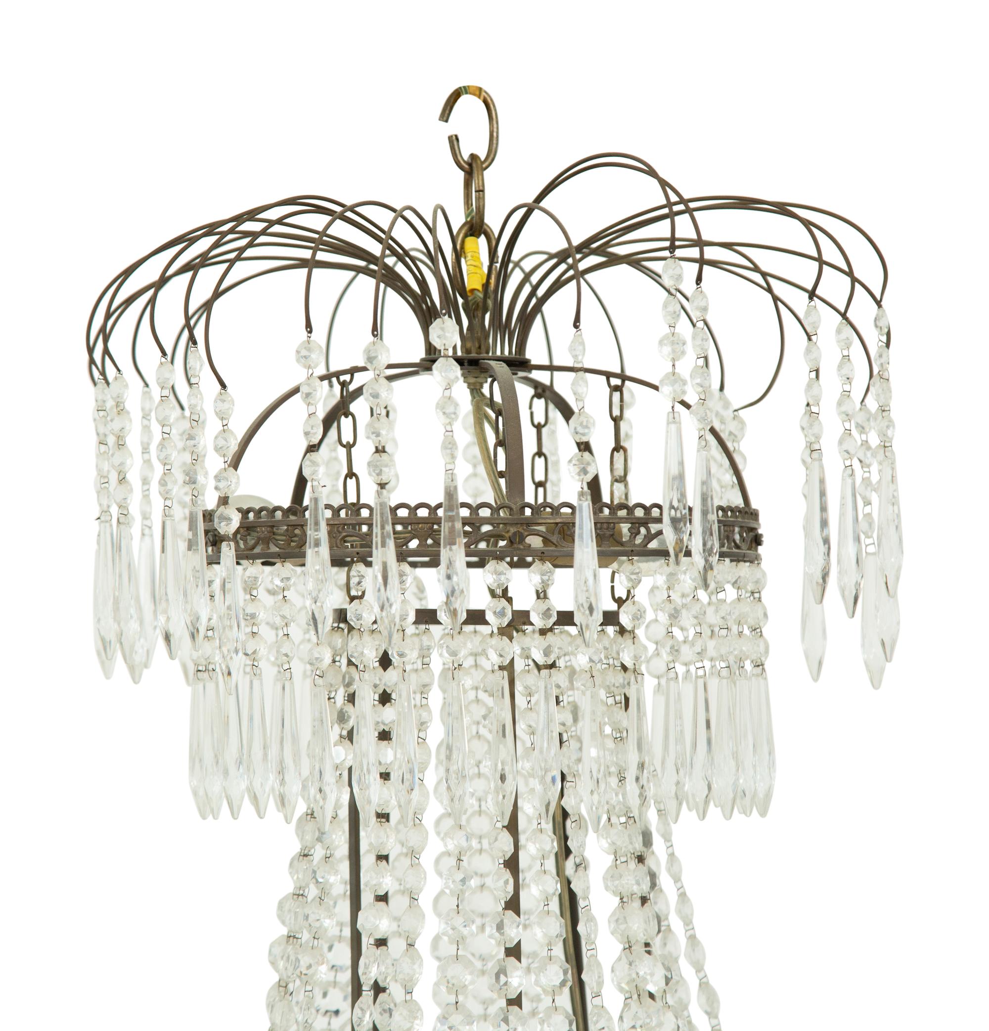 An Empire Style Beaded Glass Ten-Light Chandelier
