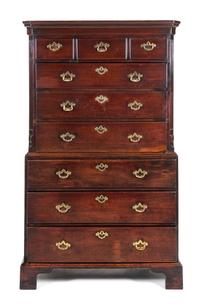 A George III Mahogany Chest-on-Chest Height 71 1/2 x width 40 1/2 x depth 21 1/2 inches. — LATE 18TH CENTURY
