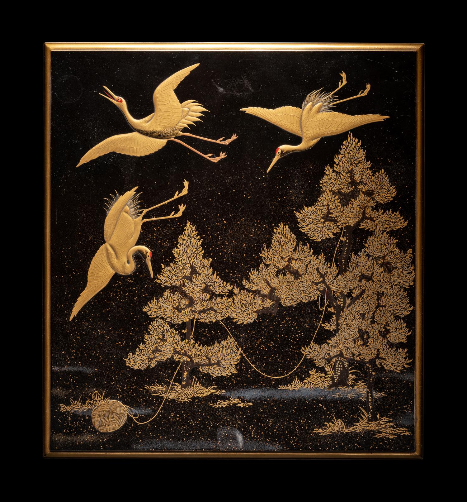A Japanese Gold and Black Lacquer Rectangular Stationary Box, Suribako