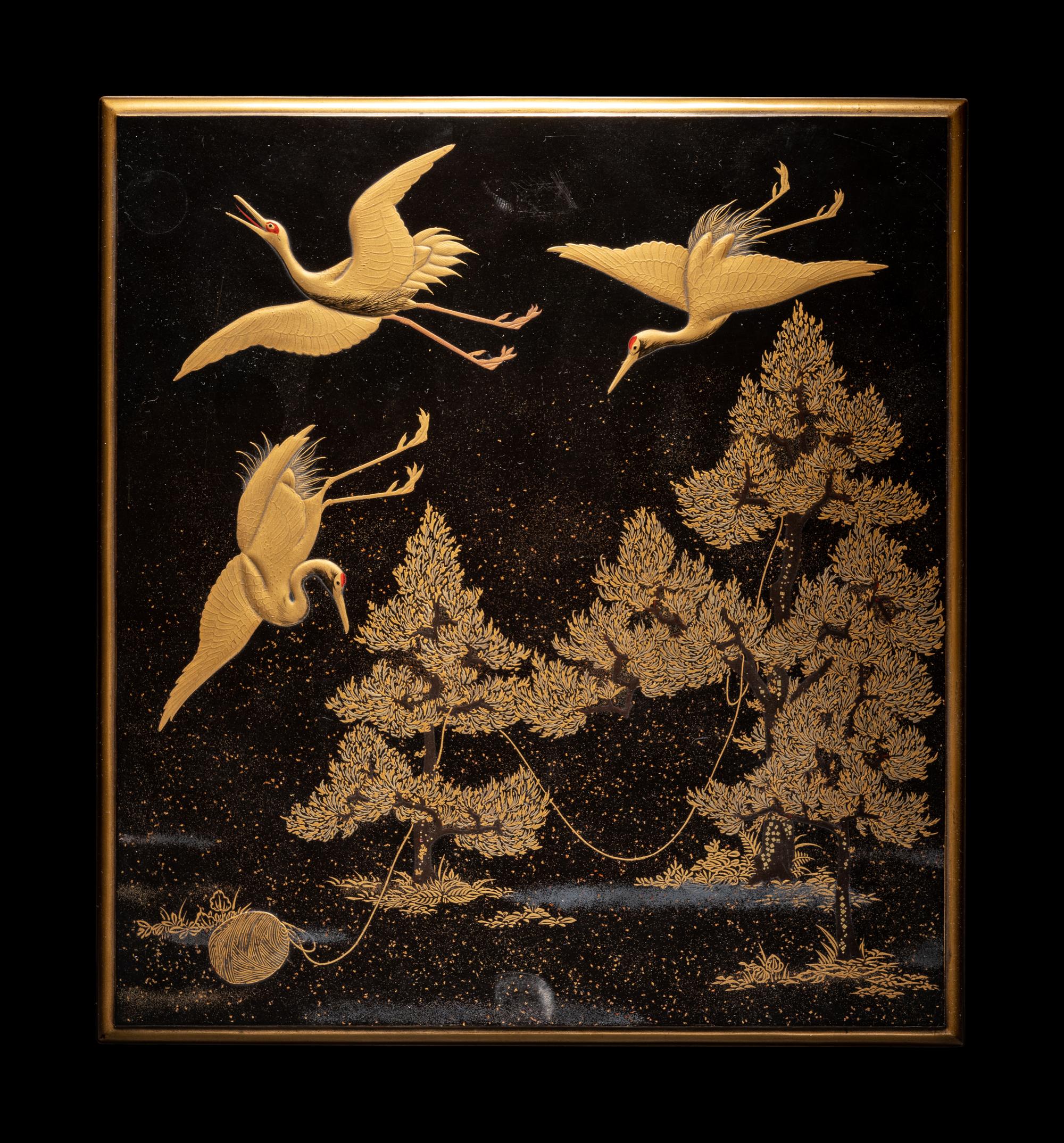 A Japanese Gold and Black Lacquer Rectangular Stationary Box, Suribako