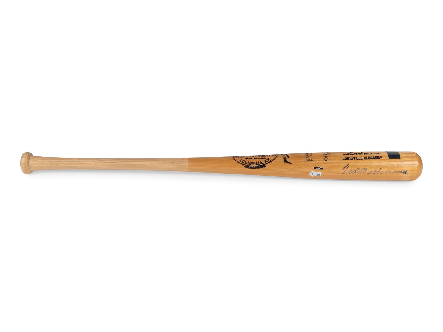 A Ted Williams Signed Autograph Louisville Slugger Stat Bat (Beckett Authentication Services Letter, Williams Hologram),