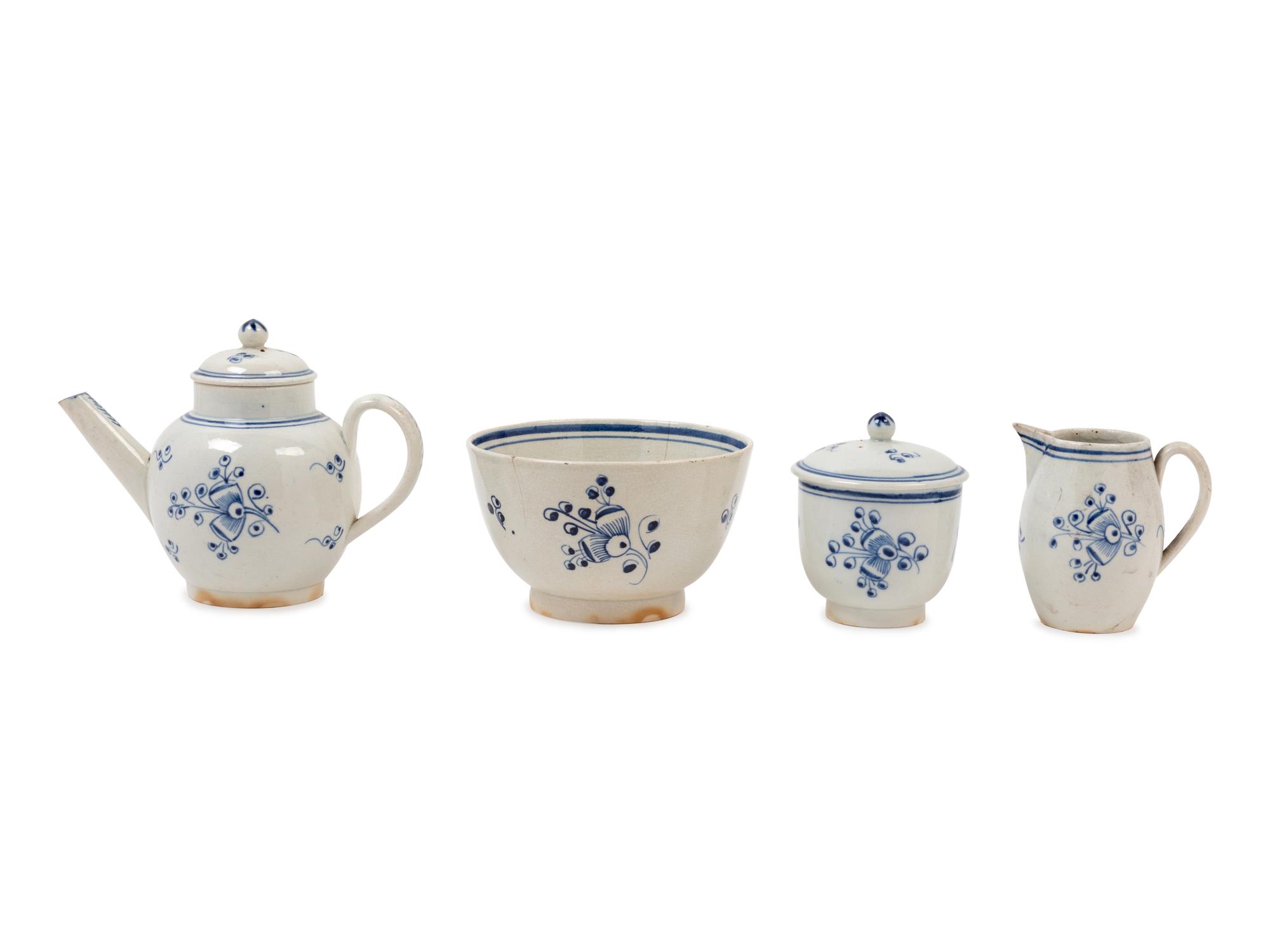 Four Staffordshire Pearlware Tea Articles