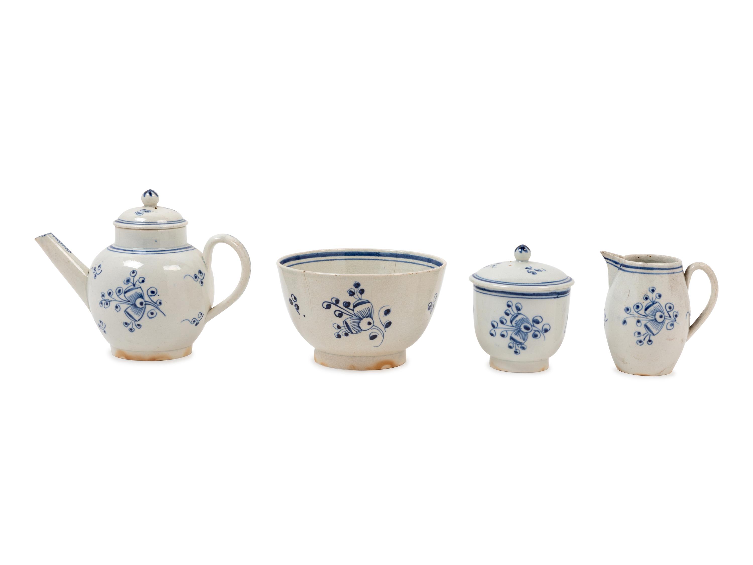 Four Staffordshire Pearlware Tea Articles