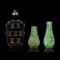 Three Chinese Hardstone Snuff Bottles