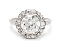 An Art Deco Platinum and Diamond Ring,