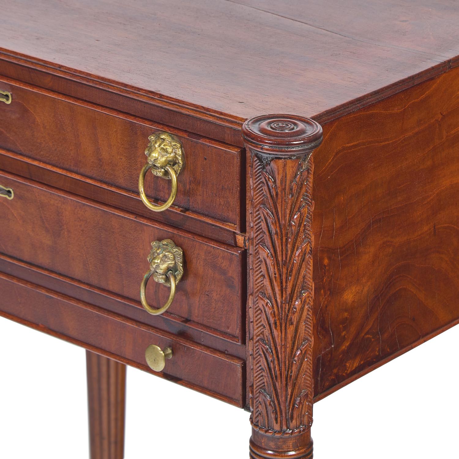 Two Federal Carved Mahogany Two-Door Sewing Stands