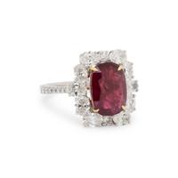 UNHEATED BURMESE RUBY AND DIAMOND RING