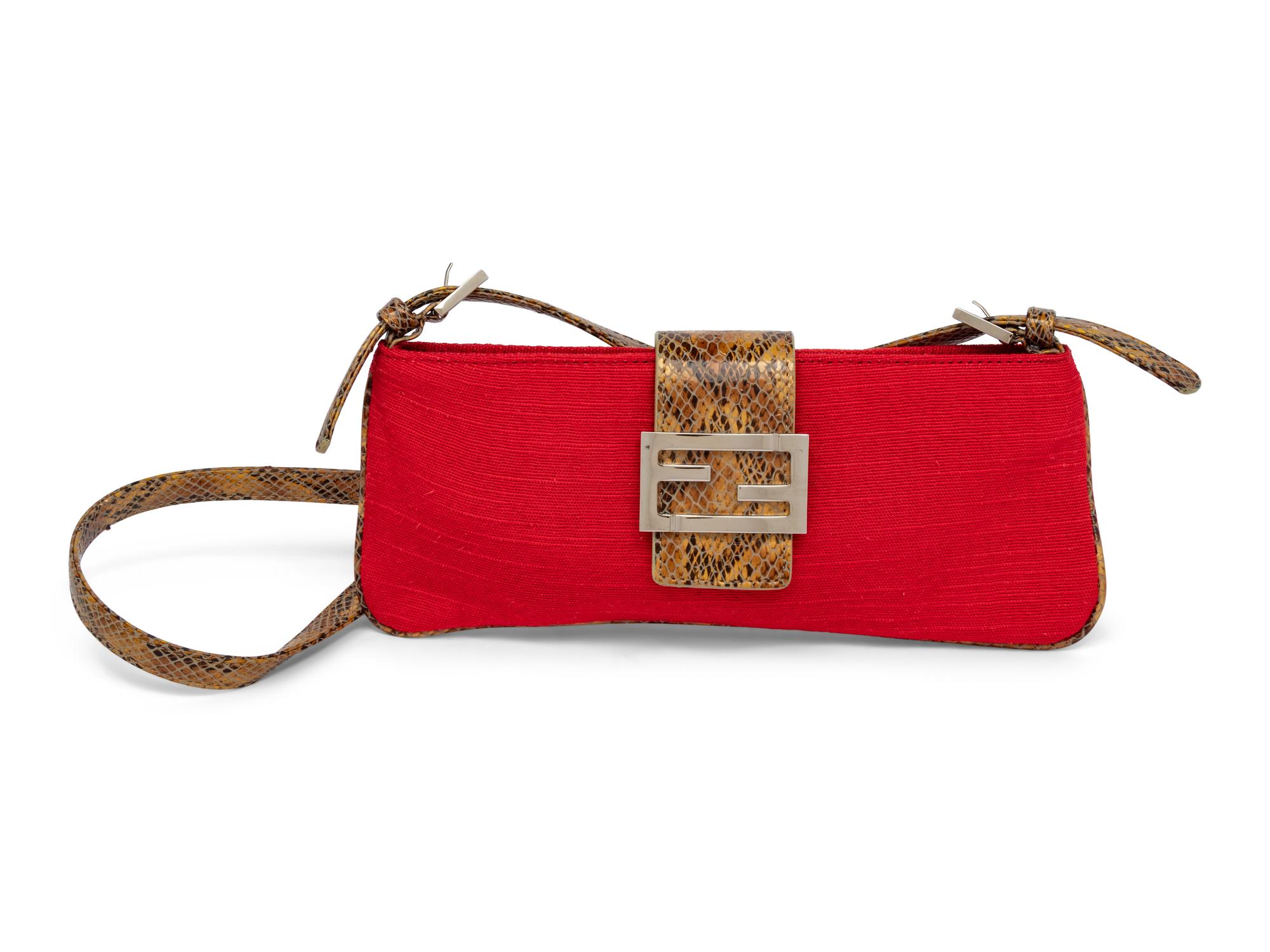 Fendi, Red Canvas Baguette Bag