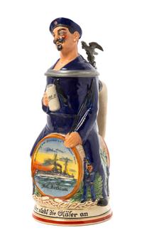 A German Pewter Mounted Naval Regimental Stein Height 12 inches. — PAUL KLUTSCH, 1908-1911