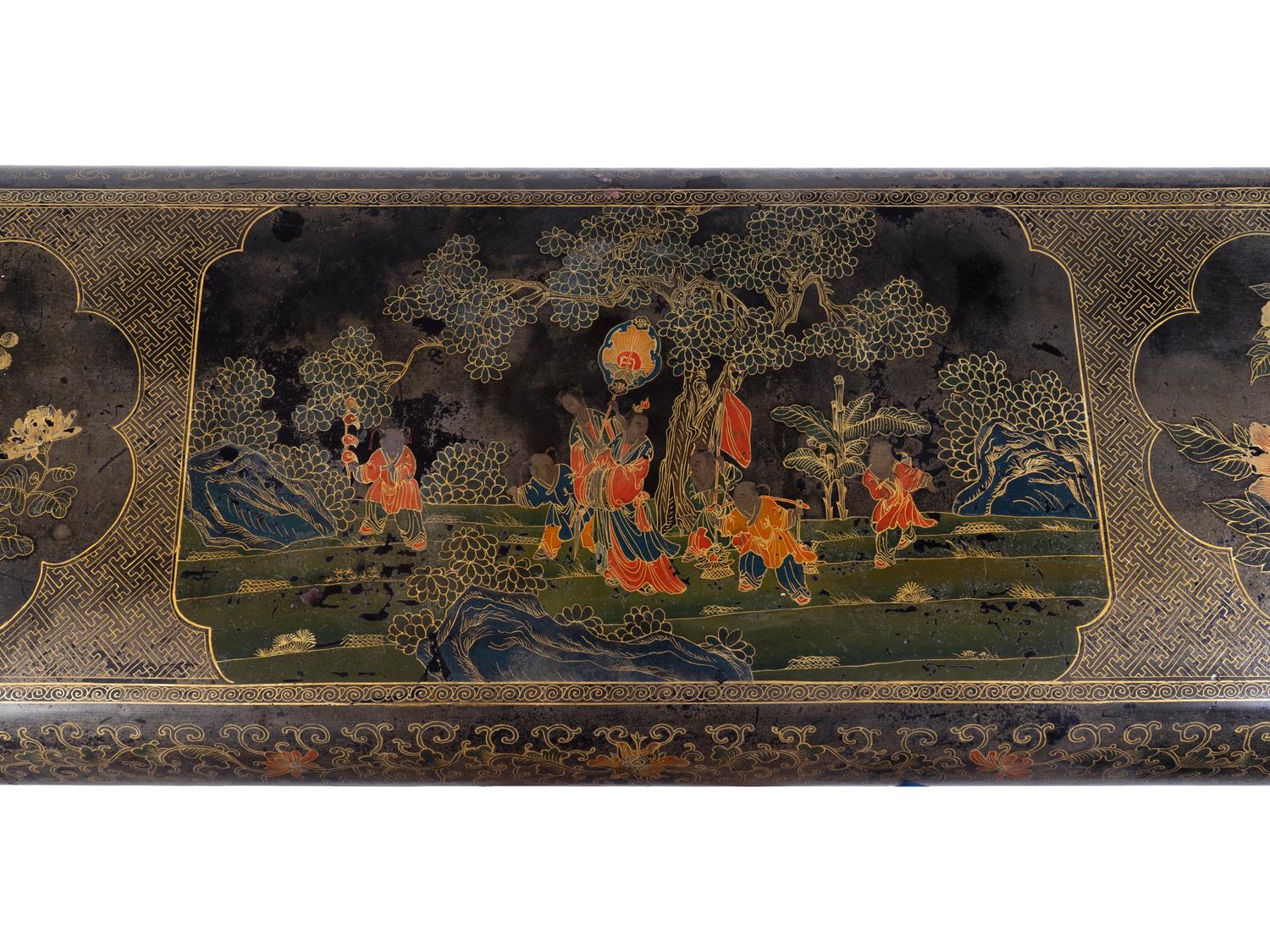 A Chinese Black and Gilt Lacquer Console Table — 20TH CENTURY