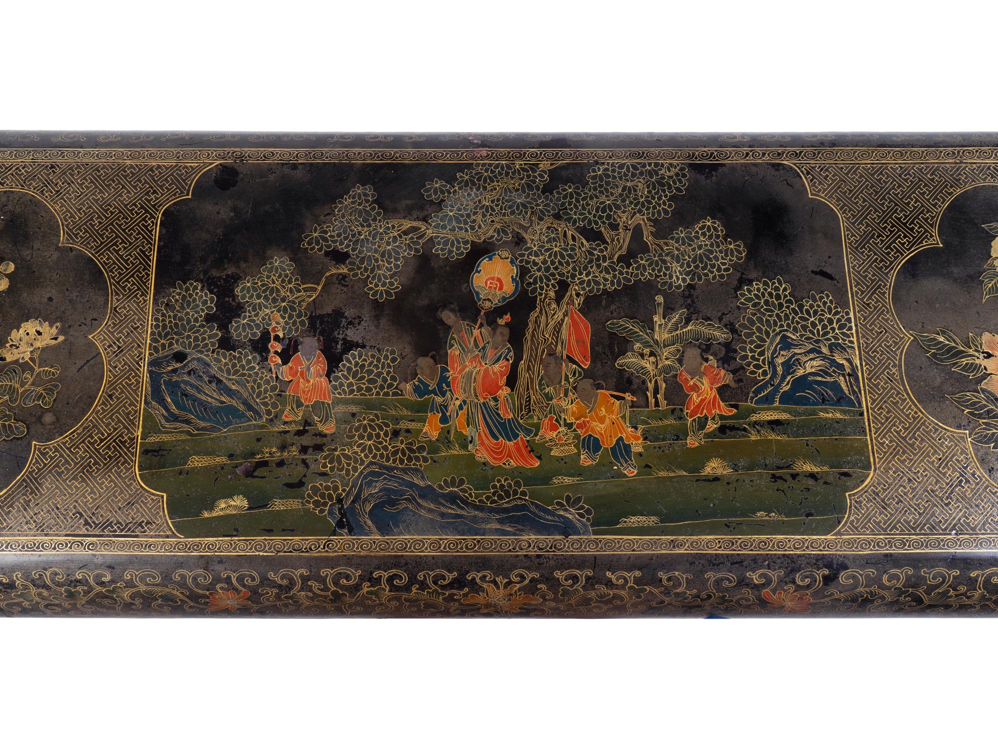 A Chinese Black and Gilt Lacquer Console Table — 20TH CENTURY