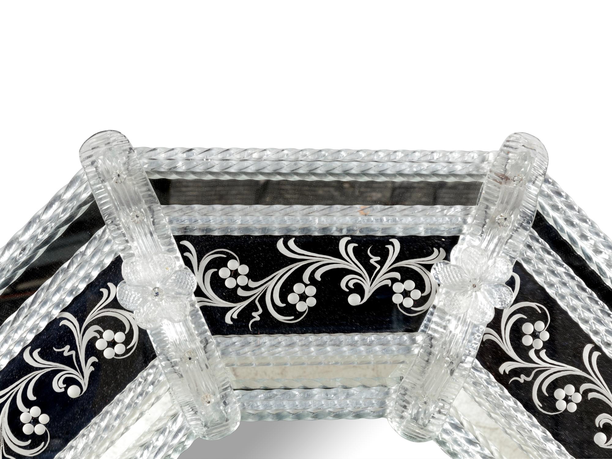 A Venetian Cut and Etched Glass Mirror