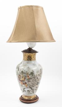 A Japanese Satsuma Porcelain Vase Height of porcelain 12 1/2 inches.