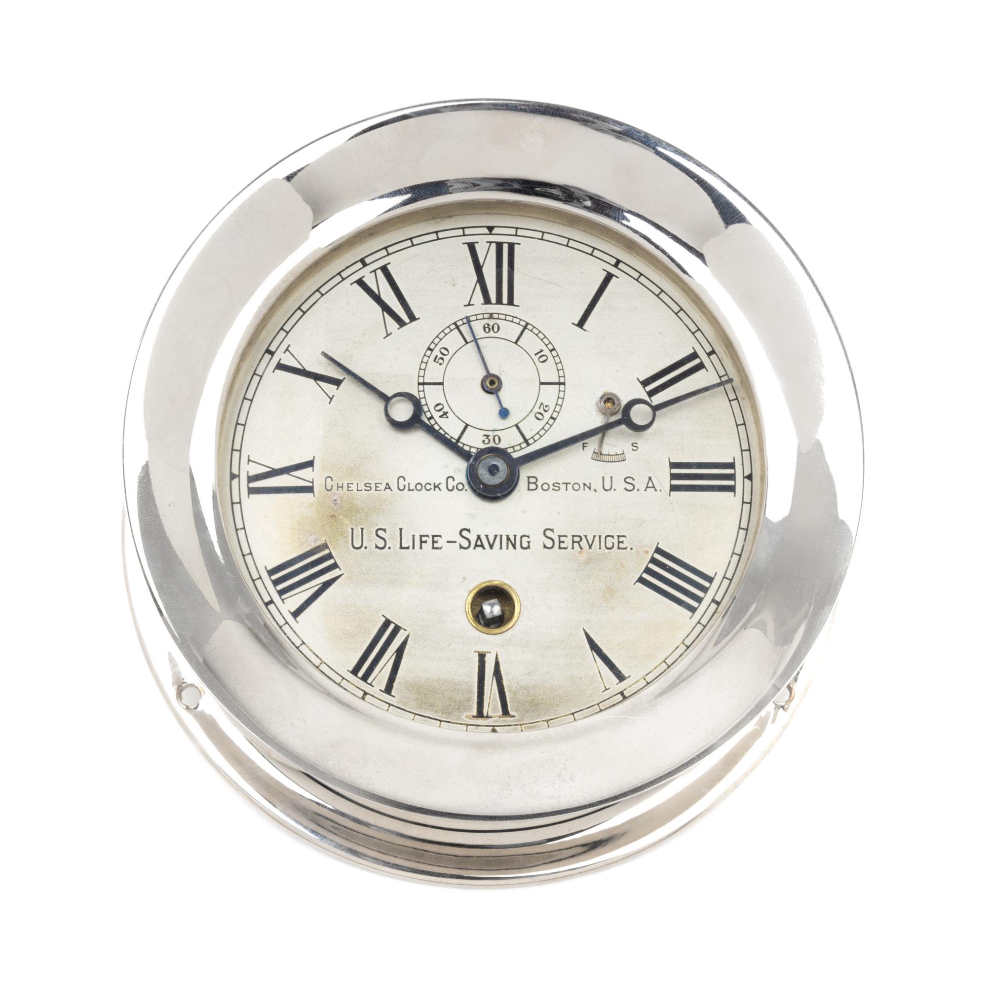 A Chelsea U.S. Life Saving Service Ship's Clock Diameter 5 3/8 inches. — EARLY 20TH CENTURY
