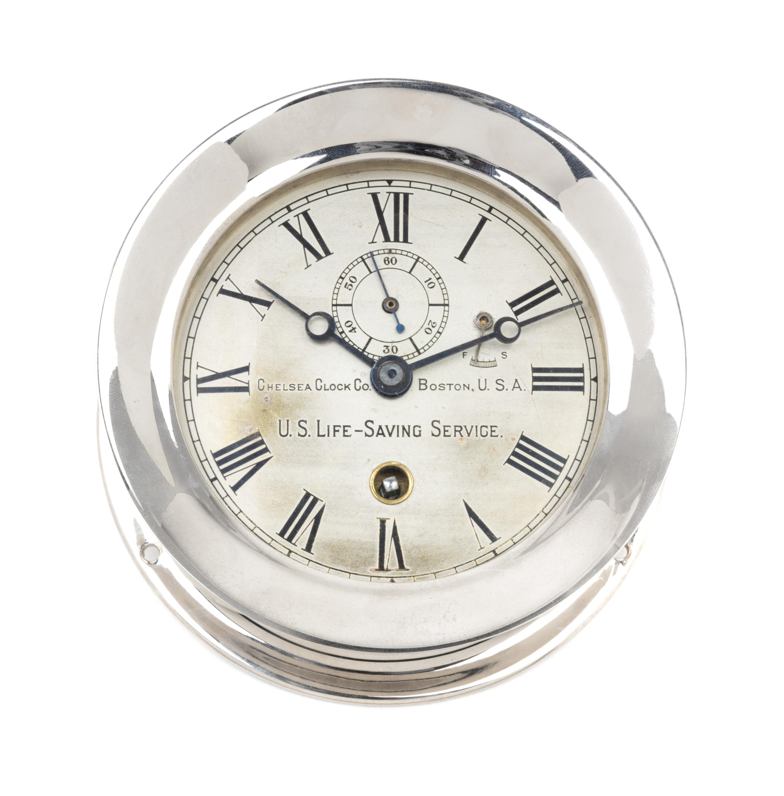 A Chelsea U.S. Life Saving Service Ship's Clock Diameter 5 3/8 inches. — EARLY 20TH CENTURY