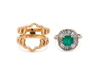 EMERALD AND DIAMOND BALLERINA RING
