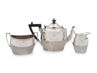 A Victorian Silver Three-Piece Tea Service — James Dixon & Son, Sheffield, 1896