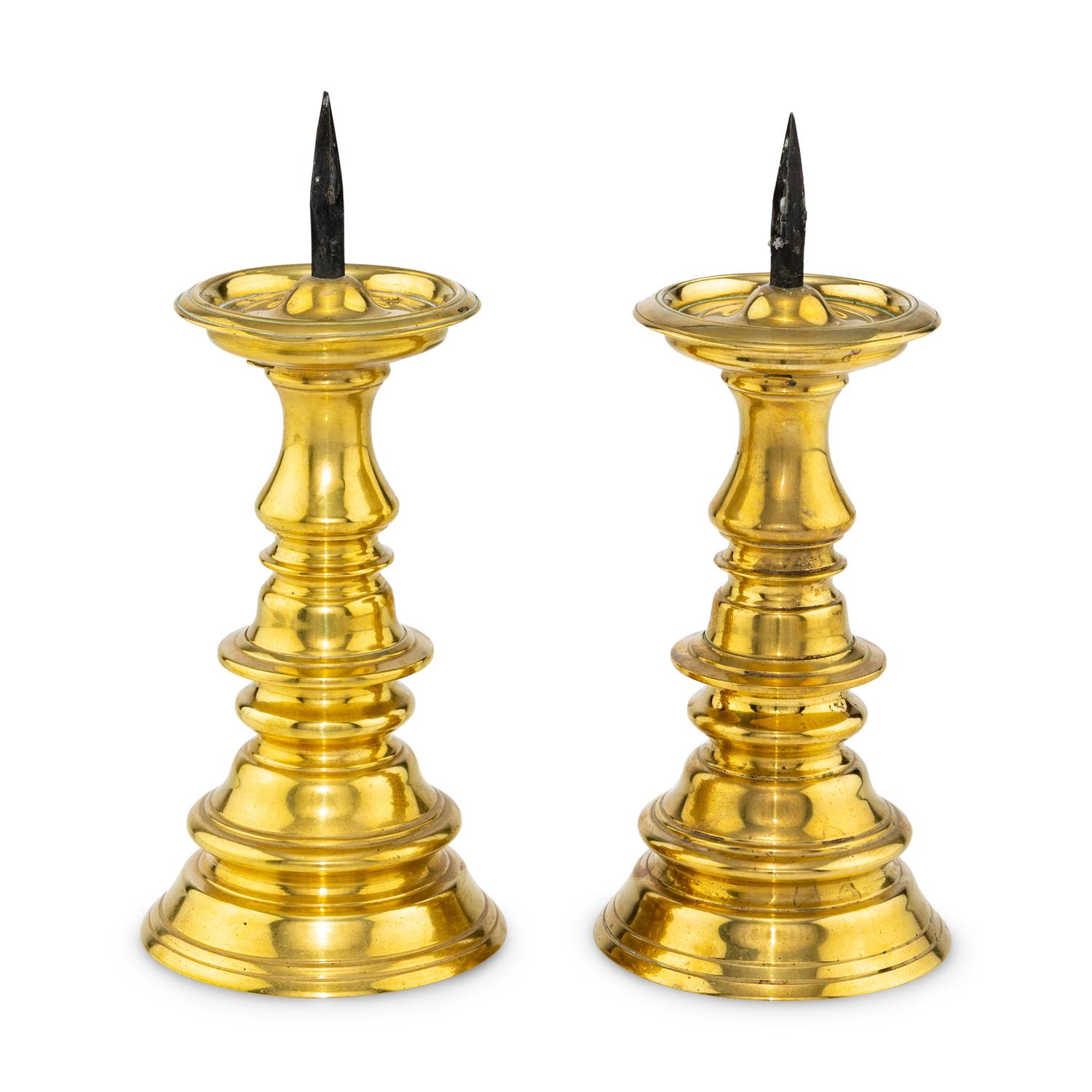 A Pair of Brass Pricket Sticks