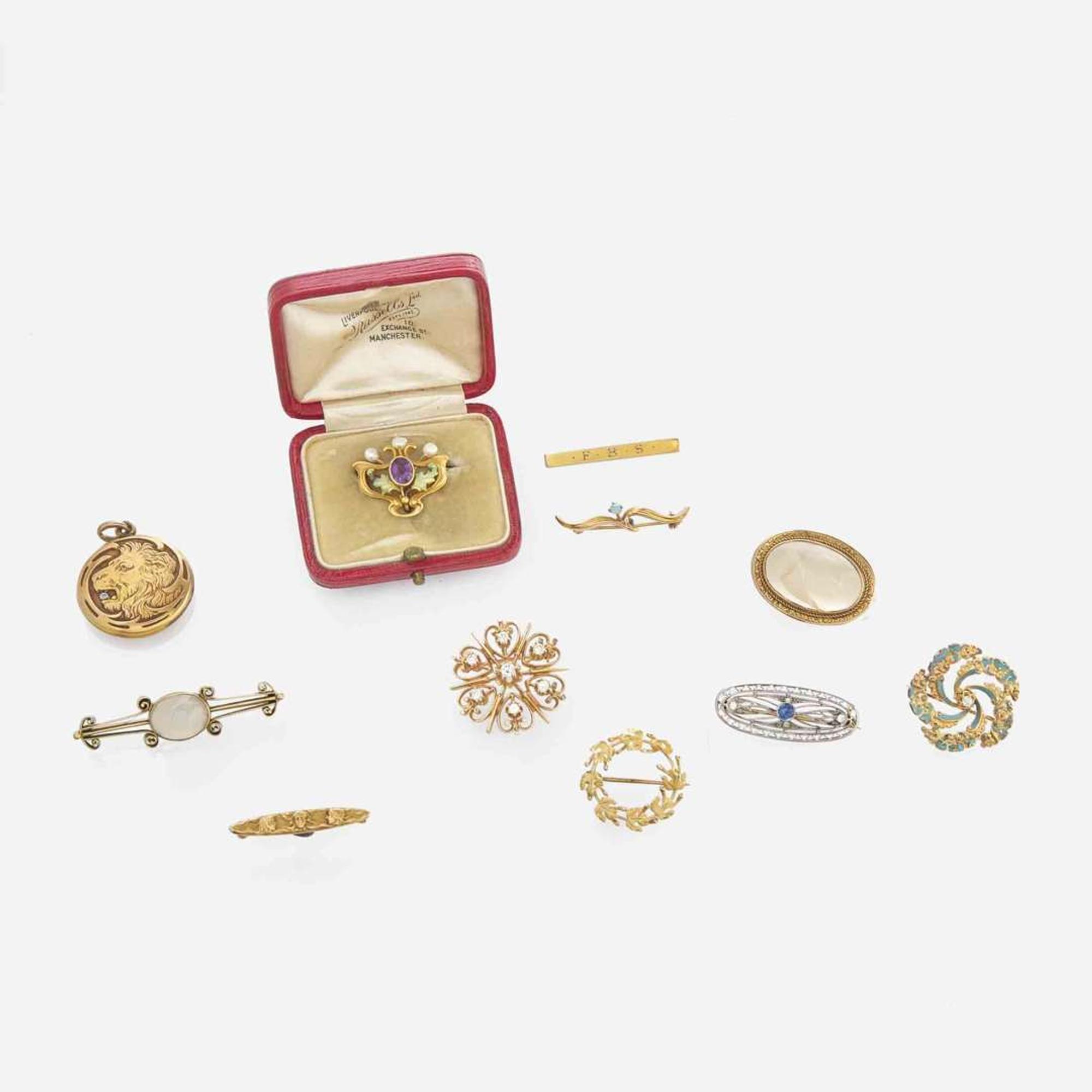 A Collection of Yellow Gold and Gemstone Jewelry